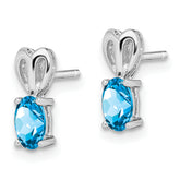 **Sophia Jewelers Sterling Silver Swiss Blue Topaz Earrings with Rhodium-Plated Finish**